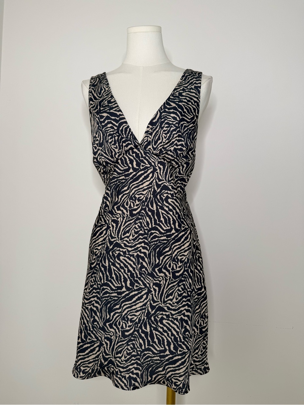 RESA Navy and Cream Zebra-Print Sleeveless Mini Dress